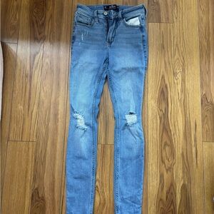 Hollister Women's Light Blue Ripped Skinny Jeans